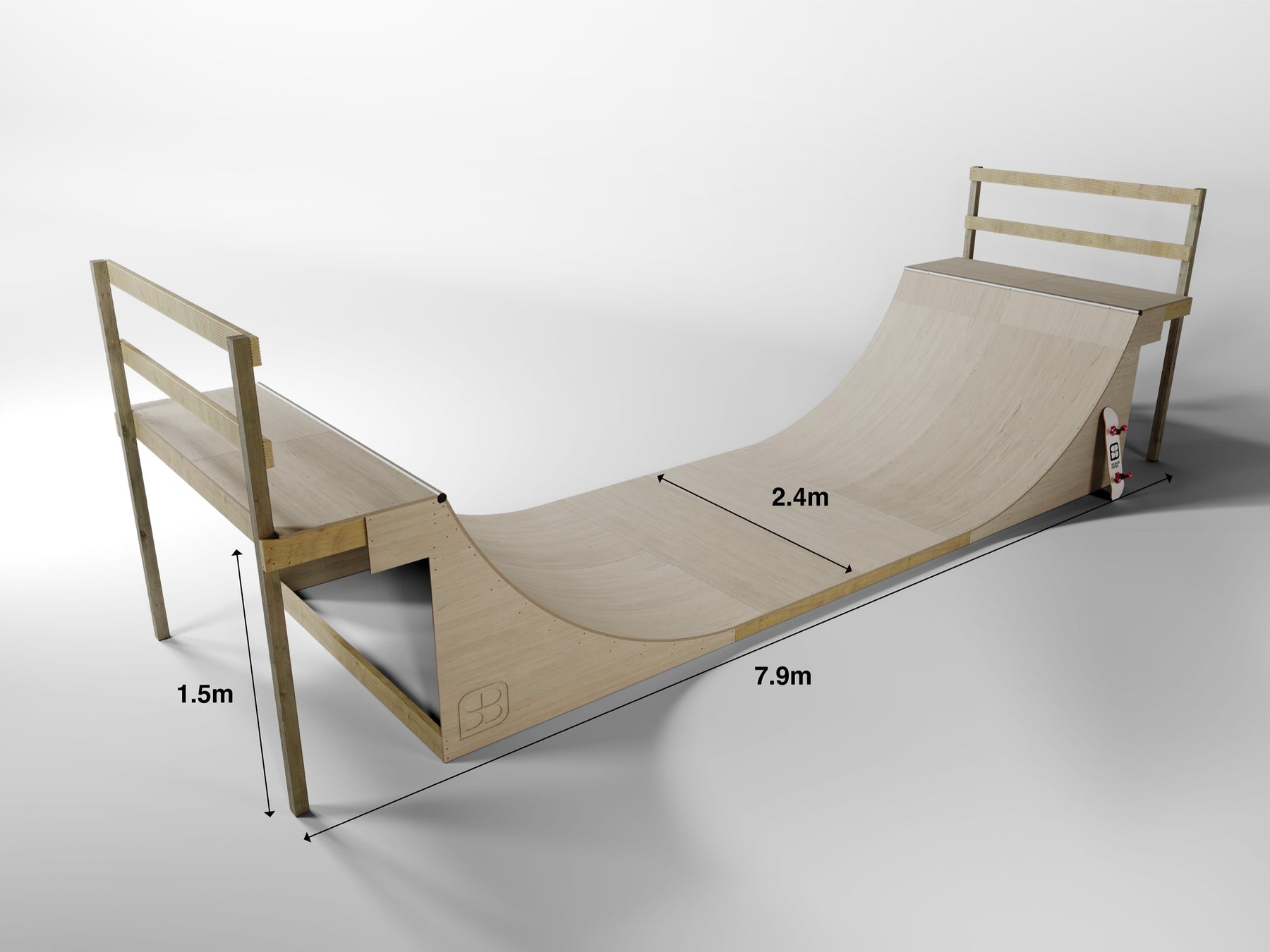 Scate Ramp Premier Half Pipe - 5’H x 8’W x 26’L – SB Skate Ramps