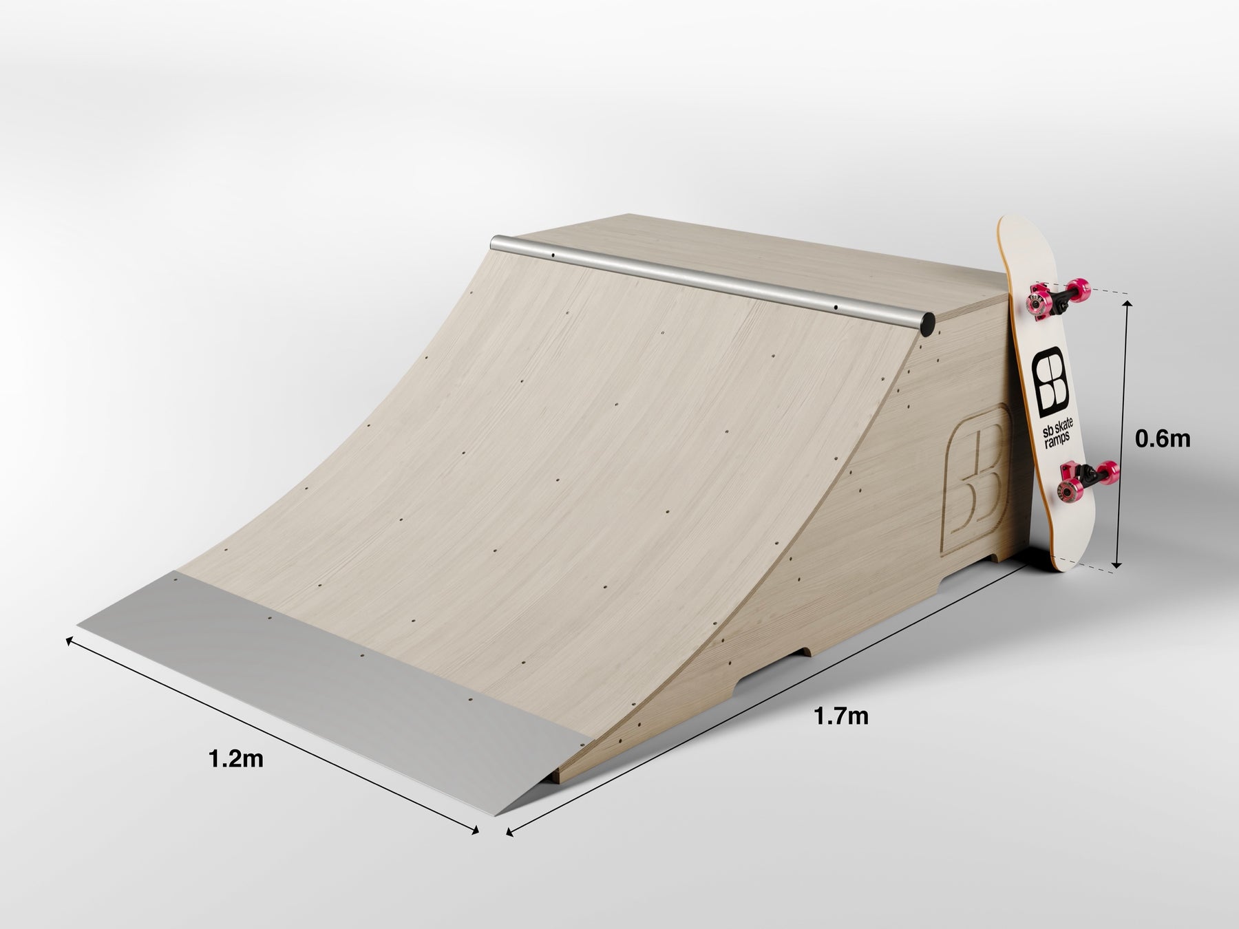 Quarter Ramp Quarter Pipe - 2’ High x 4’ Wide – SB Skate Ramps